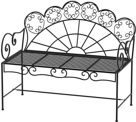 Outsunny 2-Sitzer Gartenbank robust, Parkbank rostfrei Sitzbank Bank Gartenmöbel für Terrasse, Garten und den generellen Außenbereich 107cm x 55,5cm x 92cm, Schwarz