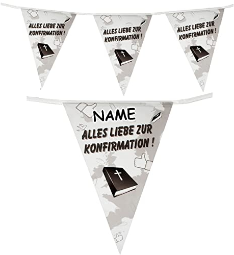 3 Stück 10,5 m - Girlanden/Wimpelketten - Alles Liebe zur Konfirmation ! - incl. Name - Folie - WASSERFEST ! - Dekoration - Fest & Feier/Wimpeln - P..