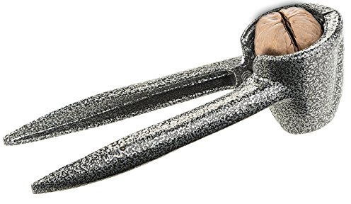 Rosenstein & Söhne Nussknacker aus Metall: 2in1-Trichter-Nussknacker und Sektzange aus Vollmetall, 18,5 cm (Zange, Trichterform, Weihnachten)