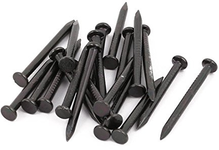 sourcing map 20pcs 2mmx25mm Carbone Acier Pointe Pointe Béton Ciment Clou | Noir