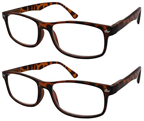 TBOC Lunettes de Lecture - [Pack 2 Unités] Dioptrie +3.50 Monture Marron Écaille Femme Homme Unisexe Loupes de Vue de Repos de Près Ordinateur Travail Branches Charnières à Ressort
