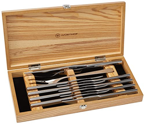 Wüsthof 10-Piece Stainless Steak and Carving Knife Set, Olivewood