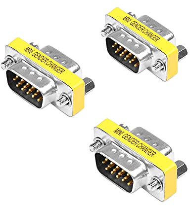 Conector VGA, HD nuevo 15 VGA SVGA KVM tres conversiones, hembra a hembra, macho a hembra, macho a macho, adaptador de cambiador de género, mini cambiador de género (3, macho a macho)