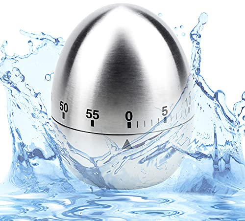 YUENX Timer da Cucina Manuale Timer Meccanico a Forma di Uovo Contaminuti Timer da Cucina 60 Minuti Timer Meccanico, in acciaio inox, Timer da Cucina Meccanico Magnetico ideale per Cucinare