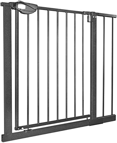 Aufun Trappskyddsgaller dörrskydd barn utan borrning, dörrgaller med tryckfäste, självstängande, utbyggbart med separat förlängning, 85–95 cm brett, metallgaller (svart)