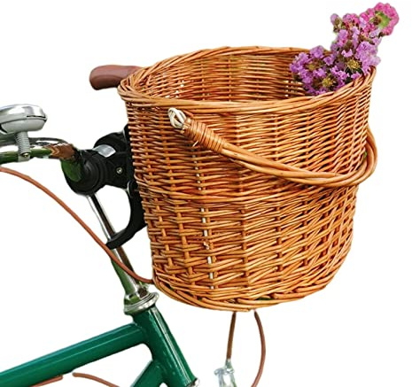 Jatour Panier à Vélo en Saule pour Guidon - Osier Tissé pour Femme, Beach Cruisers et Scooter