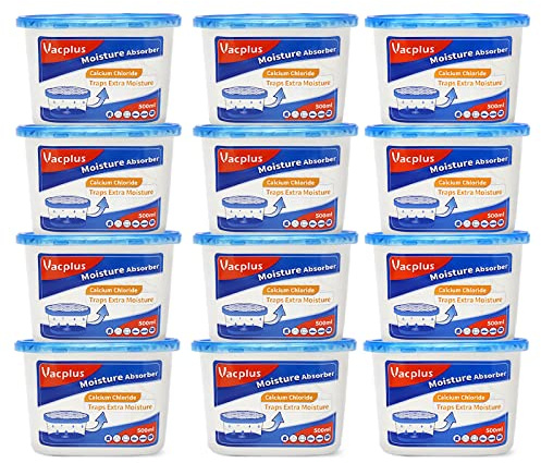 Vacplus Moisture Absorbers, 10.5 Oz Humidity Absorber Boxes Attracts Extra Moisture from Your Bathroom, Closet, Kitchen & Study, Dehumidifier, Odor Eliminator for Closet (Fragrance Free), 12 Packs