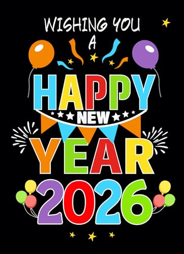 Happy New Year Greeting Card (2026, Balloons)