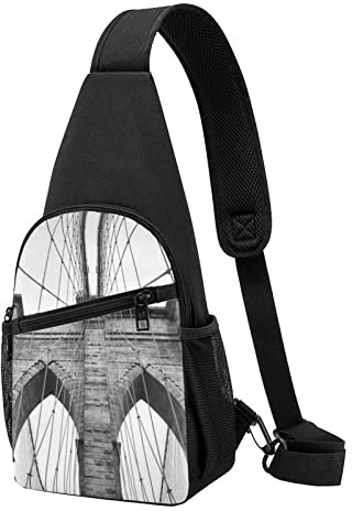 Brooklyn Bridge Casual One Shoulder Cross Body Chest Bag Wallet Phone Bag Men Cross Body Bag Travel Walking Waist Bag, Noir , Taille unique