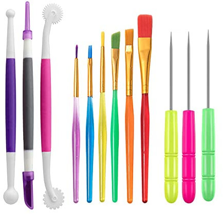12 Pcs Set Chocolate Sugar Cookie Decoration Brushes Set Fondant and Gum Paste Tools Cake Decoration Baking Brushes Set for Cookie Decorating Supplies