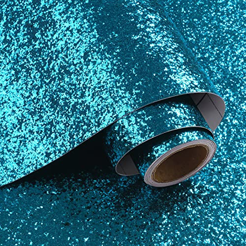 VaryPaper Papel Pintado con Purpurina Papel Autoadhesivo Pared Azul 40cmx200cm Papel Tapiz Paredes Vinilos para Muebles Papel Pintado Pared Dormitorio Salon Armarios Puertas Papel de Pared Decorativo