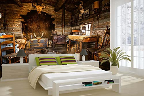 Vlies Fototapete WILDER WESTEN INTERIEUR 375 x 250 cm (inkl. Kleister) - Vlies Tapete, Wandtapete, Wandbilder - Tapete für Wohnzimmer Schlafzimmer, Büro, Küche - Montagefertig