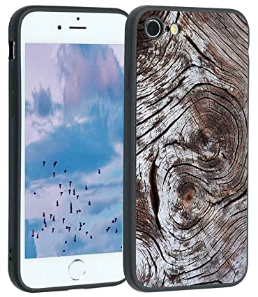 HIPPIL Coque de téléphone effet bois vieux sapin pour iPhone 8 pour homme et femme, style silicone souple résistant aux chocs effet bois vieilli pour iPhone 8