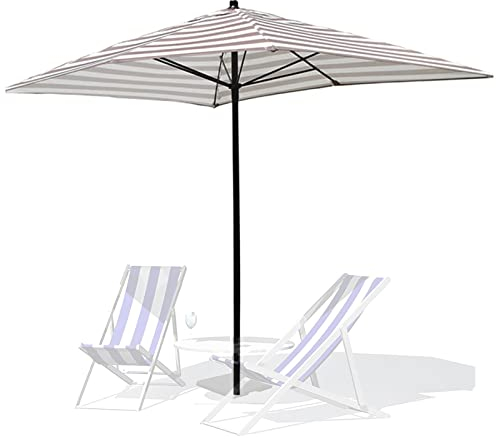 XIAOYUE Sombrilla Parasol 1,5x2m y Altura 2,2m, Sombrillas de Jardín Rectangular, Poliester 220g/㎡, para Exterior Terraza Patio Piscina (Rayas Marrón Blanco)
