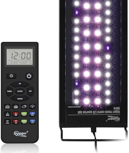 hygger Fish Tank Light, Aquarium Light with Remote Control Customizable Full Spectrum LED Fish Tank Light, Default & Weather Mode Freshwater Planted Tank DIY Mode (24w (45-60cm Fish Tank))