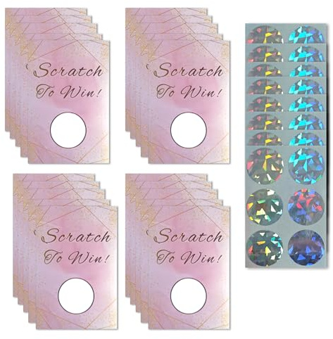 Boosaletico 120 Pieces Scratch Off Cards for Small Business Freebies Supplies, Personalized Blank Gift Cards for Holiday, Valentine, Wedding, Date Night, Birthday, Party Supply (Pink)