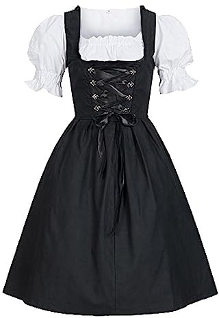 Damen Dirndl Midi Kleid Dirndlkleid Trachtenkleid Set inkl.Spitzen Dirndlschürze Trachtenmode für Bierfest,Oktoberfest,Karneval,Cosplay Dirndl Damen Midi Dirndl Kurz Set Trachtenkleid Trachtenrock
