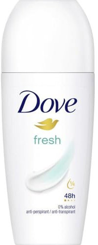 Dove Fresh Care Women's Antiperspirant Deodorant Roll On for 48 hour sweat protection and long-lasting fragrance with ¼ moisturising cream 50 ml, Pack of 6