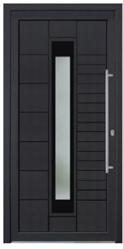 HORI Haustür Kunststoff, aluminium, Komplettset konfigurieren, Hauseingangstür Modern - Farbe: anthrazit (innen weiß) - DIN rechts - Modell: Stripe - 198 x 98 cm