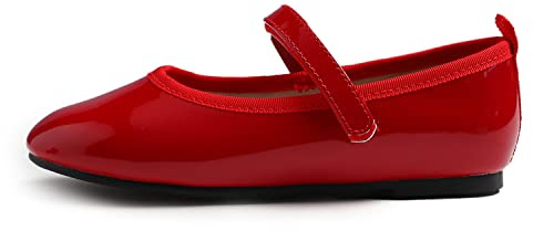 Feversole Flickor söt klänning, flickor Mary Jane rem platta skor prinsess ballerina platta skolskor, Rosa vegansk färg, 29 EU