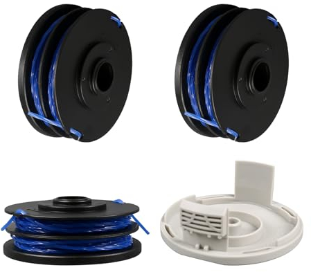 String Trimmer Replacement Spool for Ryobi RAC123 5132002671, Spool and Line Compatible with Ryobi RLT4027, RLT4125, RLT5027, RLT6030, RLT5127, RLT6130 (3 spools + 1 cover)