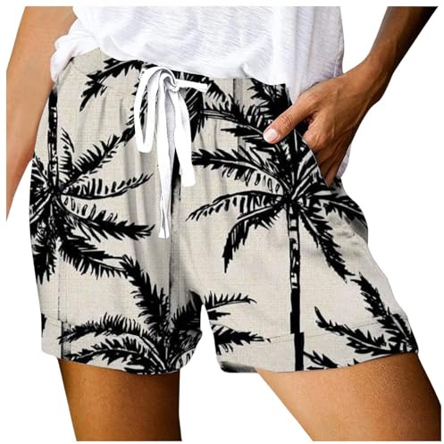 Shorts Deportivos Mujer 2 En 1 a la Moda para Mujer, Cintura elástica de Verano, Informales y Ligeros con Bolsillos 2 Shorts Mujer Anchos