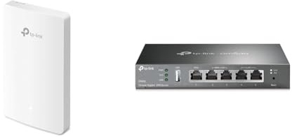 TP-Link Omada EAP615-Wall Point d'accès WiFi 6 AX1800 Murale, 4 Ports Ethernet Gigabit & ER605 Omada Routeur VPN Gigabit, 5 Ports Gigabit, Intégré au SDN Omada, Accès au Cloud