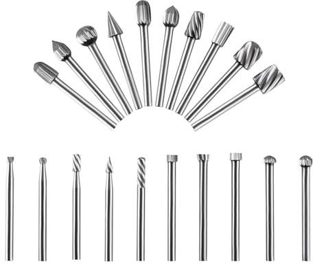 BEASAFY 20 Stück Hartmetall Frässtifte Set, Hartmetall Rotationsfräser mit 3mm Schaft, Fräser Bits, Holzfräser Hartmetallfräser, für Holzbearbeitung, Gravieren, Bohren, Metallpolieren