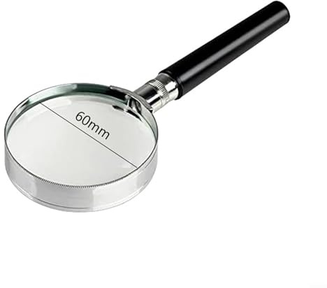 Praktische 5-fache Lupe mit Metallgriff, für Zuhause, Büro und Reisen, 60 mm Objektiv