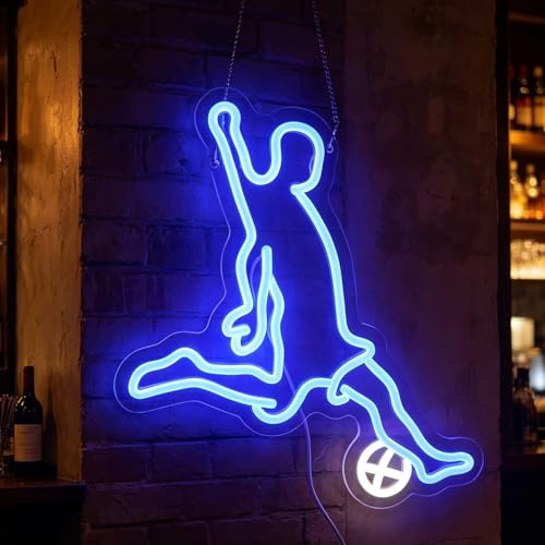 Fußball-Liebhaber Neonschild, Fußball Sport Neonlicht Schild LED-Dekorationen leuchten Schilder, Fußballvereinbeleuchtung, Spielzimmer Wandkunst Dekorationen Weihnachten Geburtstagsgeschenk