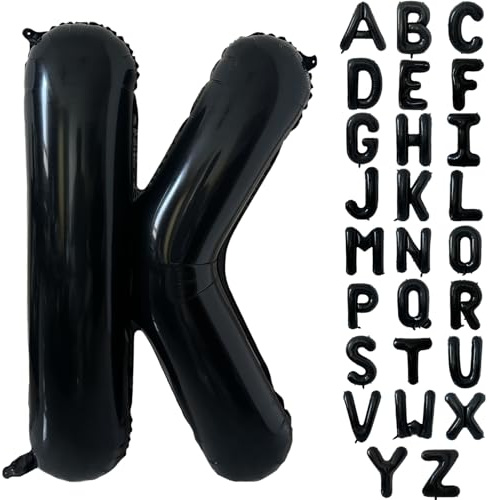 Schwarz Alphabet Ballon Große Mylar Folie Helium Brief Luftballons 40 Zoll Schwarz Luftballons Alphabet Buchstaben für Geburtstag Brautdusche Jubiläumsdekorationen(Letter K)