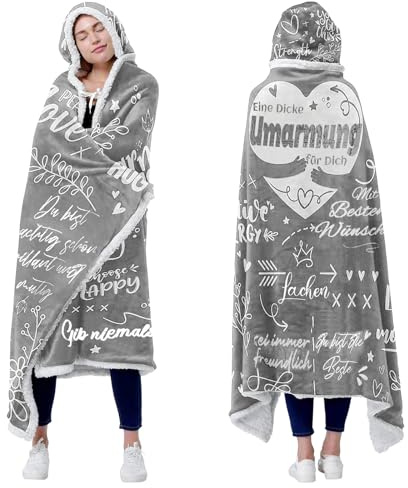 BORDEAG Kuscheldecke Mit Ärmeln, Eine Dicke Umarmung Für Dich, Decke Mit Ärmeln, Hoodie Decke Damen, Decken Hoodie, Decke Zum Anziehen Für Frauen Männerv Erwachsene(120 * 180cm)