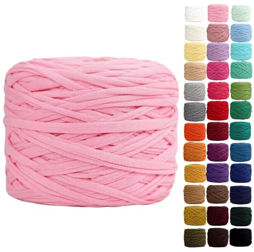 Binwat T-Shirt-Garn zum Häkeln, 150 m, elastisches Band, dickes Häkelgarn, Stricken, T-Shirt-Garn für Häkeltasche/Decke/Korb, DIY-Handwerksprojekte, Heimdekoration (Prinzessin Pink)