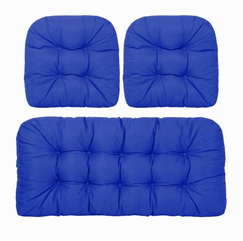 Lot de 3 coussins en osier pour jardin avec 2 tapis de siège en forme de U durables pour extérieur/intérieur