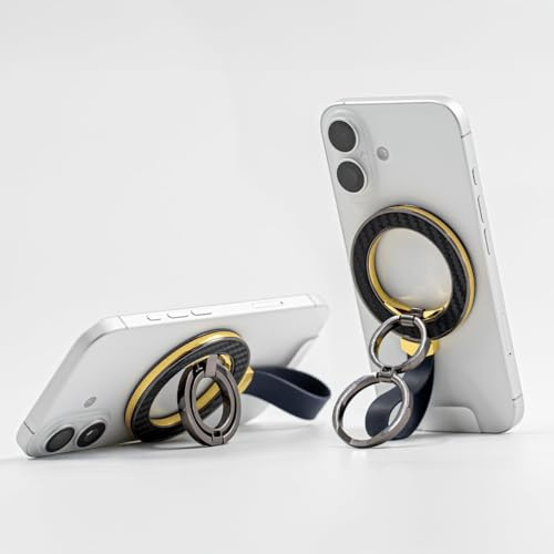 Mizi for Mag-Safe Ring Holder, Magnetic Phone Grips with 2-Way Adjustable Stand for iPhone 16/15/14/13/12 Series, Mag-Safe Accessories - Black