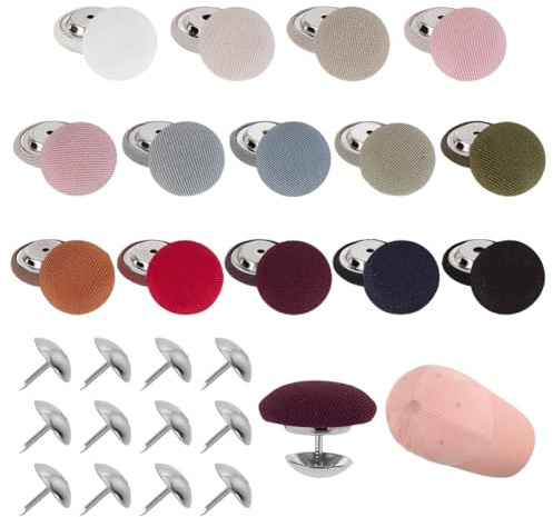 AHANDMAKER 28 set basebollkeps knapp topp ersättningsknappar, 14 färger 17,3 mm tyg täckt hatt knappar, hatt tryckknapp för ersättning reparation jeans blus handväskor sytillbehör