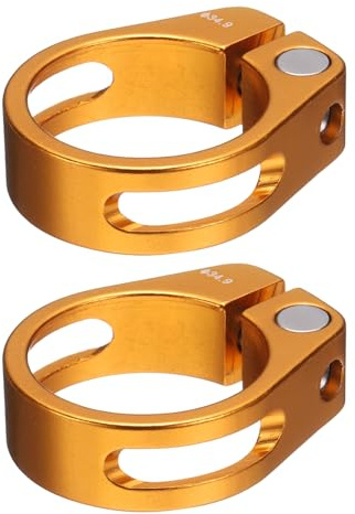 QUARKZMAN 2 Stück Fahrradsattelstützklemme 34,9 mm Aluminiumlegierung Fahrrad-Sattelstützring mit M4-Innensechskantschraube für 30,4 bis 31,6 mm Fahrrad Rennrad Stützrohr, Gold