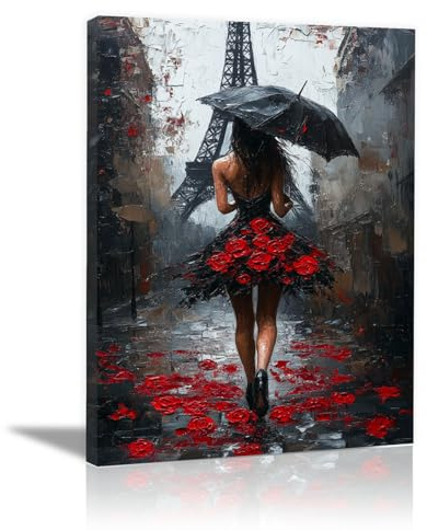 TODOAA Abstrakt Wandbilder Bilder, Graffiti-Mädchen zurück Schwarz und weiß Bilder -Moderne Leinwandbilder- Wandposter Wohnzimmer Schlafzimmer Decor - 40x60cm Gerahmt(schwarz)