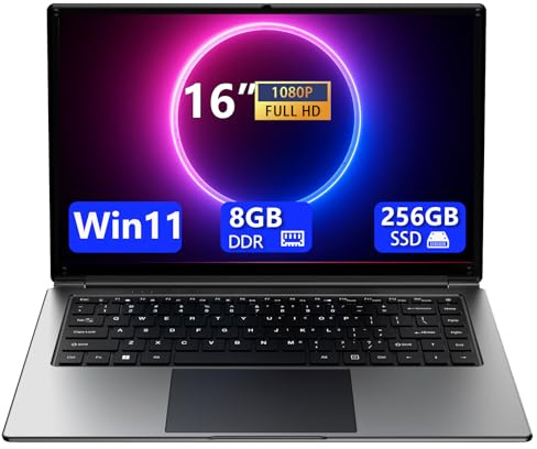 Laptop 16-inch 8GB DDR 256GB SSD Portable Laptop,Expandable to 1TB Pentium Quad-core CPU up to 2.64 GHz 9000mAh Battery Mini HDMI Interface USB3.0 Interface Dual-Band WiFi Webcam Slim laptops