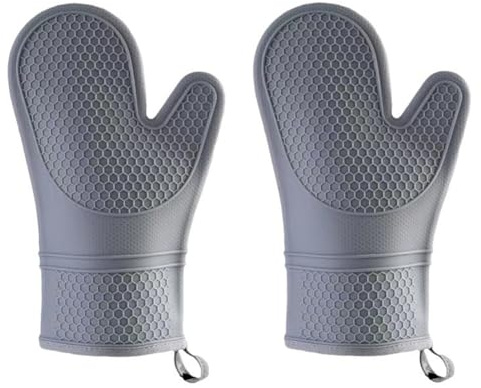 Pqahffowr Gants de cuisine antidérapants et résistants à la chaleur en silicone, imperméables, épais pour la cuisine