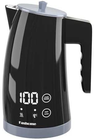 Temperature Control Electric Kettle, 5 Temp Presets, 2H Keep Warm, 1.25L 1300W Fast Boil with LED Display, Cool-Touch Design with Auto Shut-Off, Cordless Design (Black)