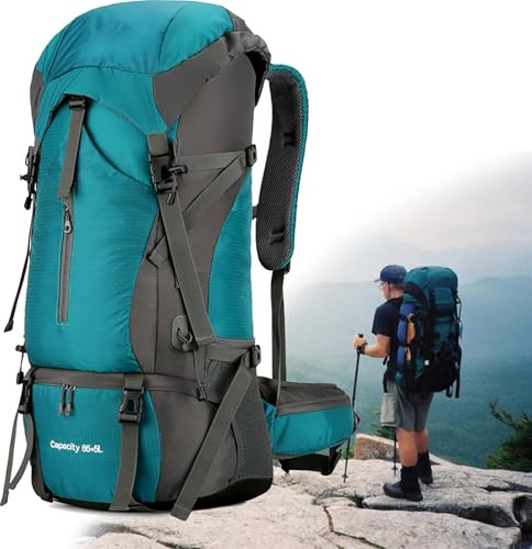 Mochila Senderismo Mochilas 70 litros,Mochila Trekking Ligera,Mochilas Trekking Viaje con Cubierta para la Lluvia para Acampar Caminar Deportes al Aire Libre para Mujeres Hombres (70X23X32CM)