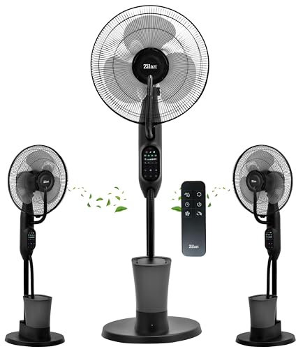 3in1 Standventilator mit Wasserkühlung sehr leise - Mobile Klimaanlage ohne Abluftschlauch -Verdunstungskühler Aircooler Turmventilator mit Fernbedienung Luftreiniger Timer Tower Fan (Vader Black)
