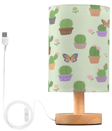 Lampe de chevet en forme de cactus vert pour chambre d'enfant, lampe de table d'appoint pour chambre d'enfant avec prise