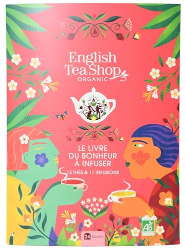 English Tea Shop – Coffret thé et infusions bio - Livre du bonheur à infuser - 24 sachets de thés et tisanes bio - Coffret cadeau à offrir - Idée cadeau femme
