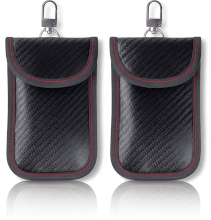 Pouch for Car Keys,Key Signal Blocking Pouch for Keyless Entry, Anti-Theft Car Key Case with Double Layer Protection, Key Fob Blocker Bag Prevents Relay Attacks (Red, Secure Inner Pocket)
