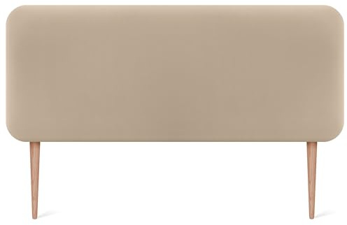 DHOME Slät Rundad Sänggavel Klädd i Konstläder med Ben för Vägg Akustiska Ljudabsorberande Sänggavlar för Sovrum (Beige, 145cm)