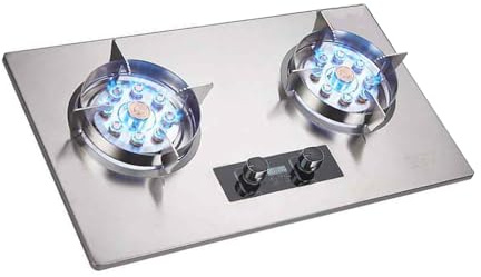 Cuisinière À Gaz 2 Feux, 7 KW, 9 Cavités, Wok, Minuterie Indépendante Double Face, Grille En Fonte Et Verre Trempé, For Cuisine Domestique(LPG)