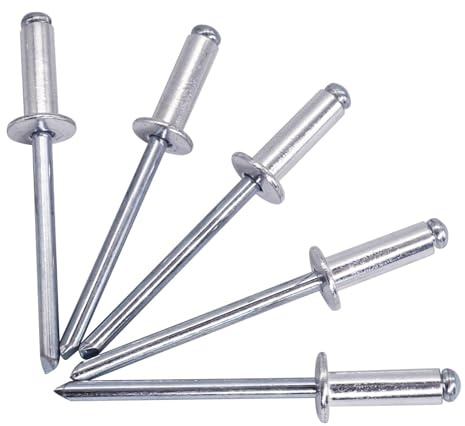 SKIR'CO Lot de 100 rivets aveugles 4,8 x 14 mm en aluminium, DIN 7337, tête bombée, mandrin en acier, rivets pop