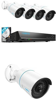 Reolink 4K 8CH PoE Security Camera Bundle: RLK8-410B4-5MP NVR System with 2TB HDD + 4X RLC-510A 5MP Outdoor Cameras, Person/Vehicle Detection, 24/7 Recording